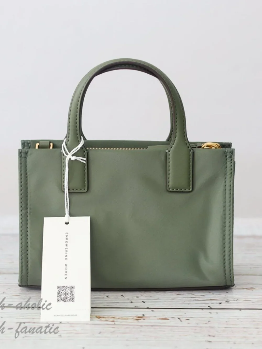 NWT Tory Burch Ella Nylon Mini Tote Crossbody Bag Purse in Palm Leaf Green